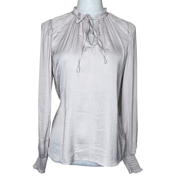 RACHEL Rachel Roy Tops - RACHEL Rachel Roy Lavender Tie Collar Shirred Cuff Peasant Blouse Shirt Top XS